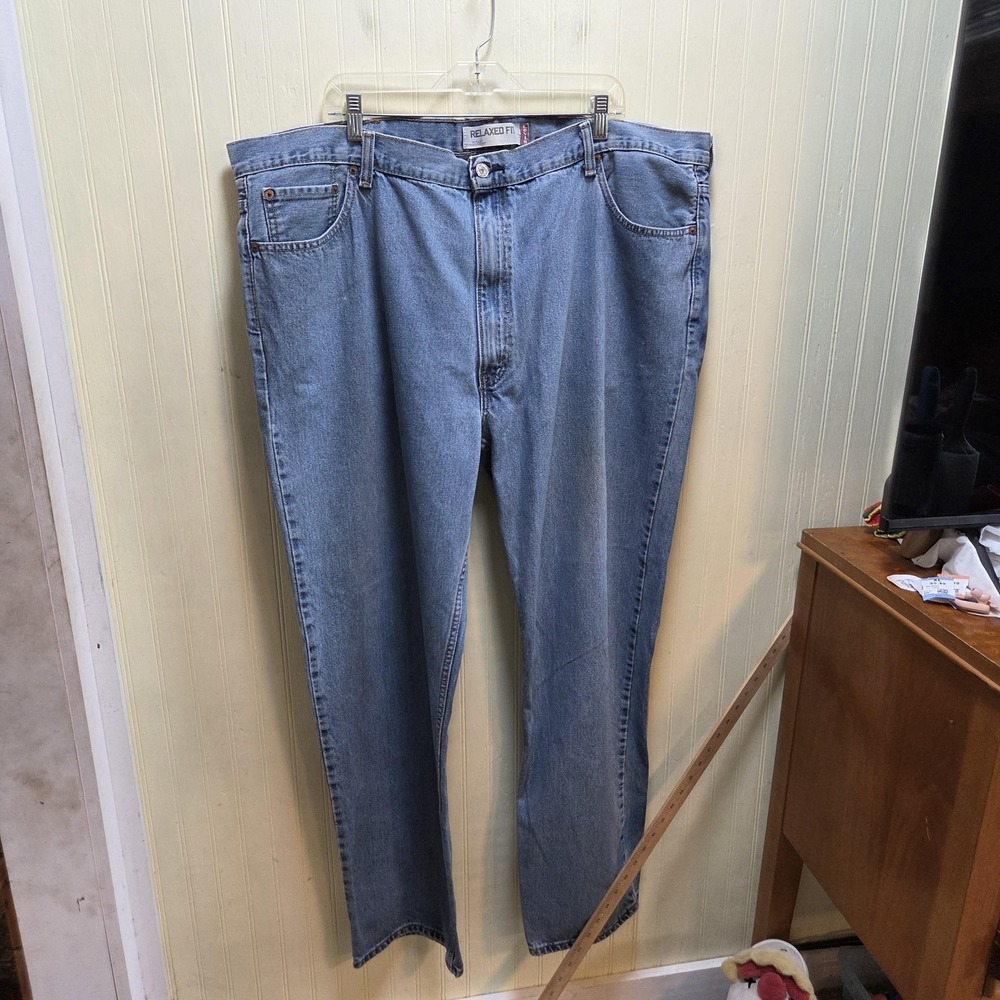 Levis 550 Jeans Mens 45x32 Blue Relaxed Fit Tapered Leg Light Wash Denim Zip Fly